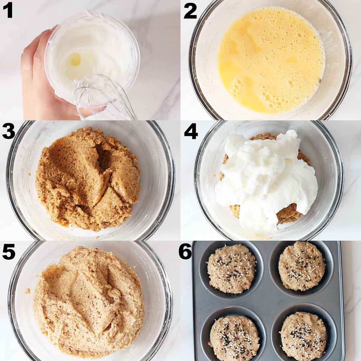 6 step tutorial of how to make coconut flour buns