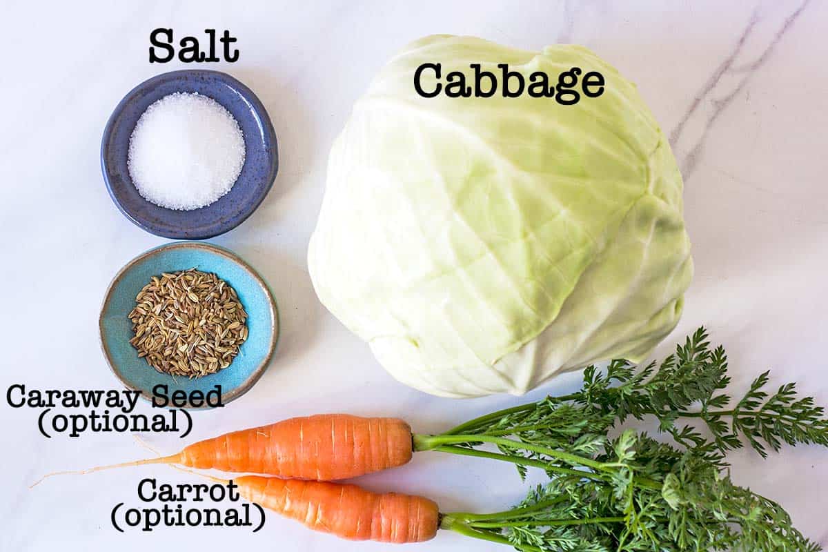 Ingredients for homemade sauerkraut