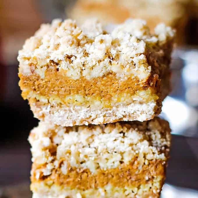 stacked easy pumpkin pie bars