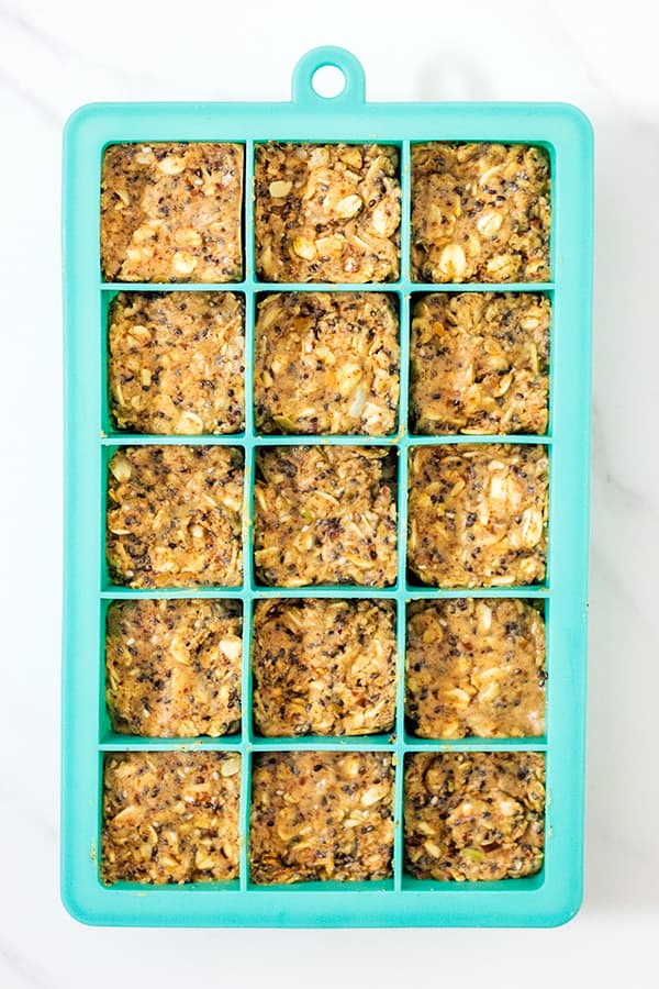 Protein Oatmeal Bites in silicone ice cube tray