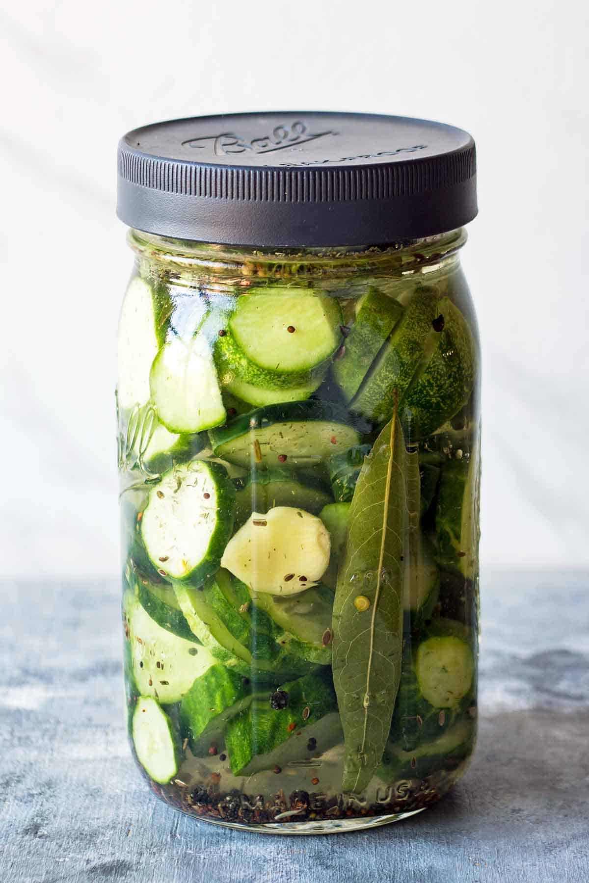Jar of Dill Pickles before refrigeration