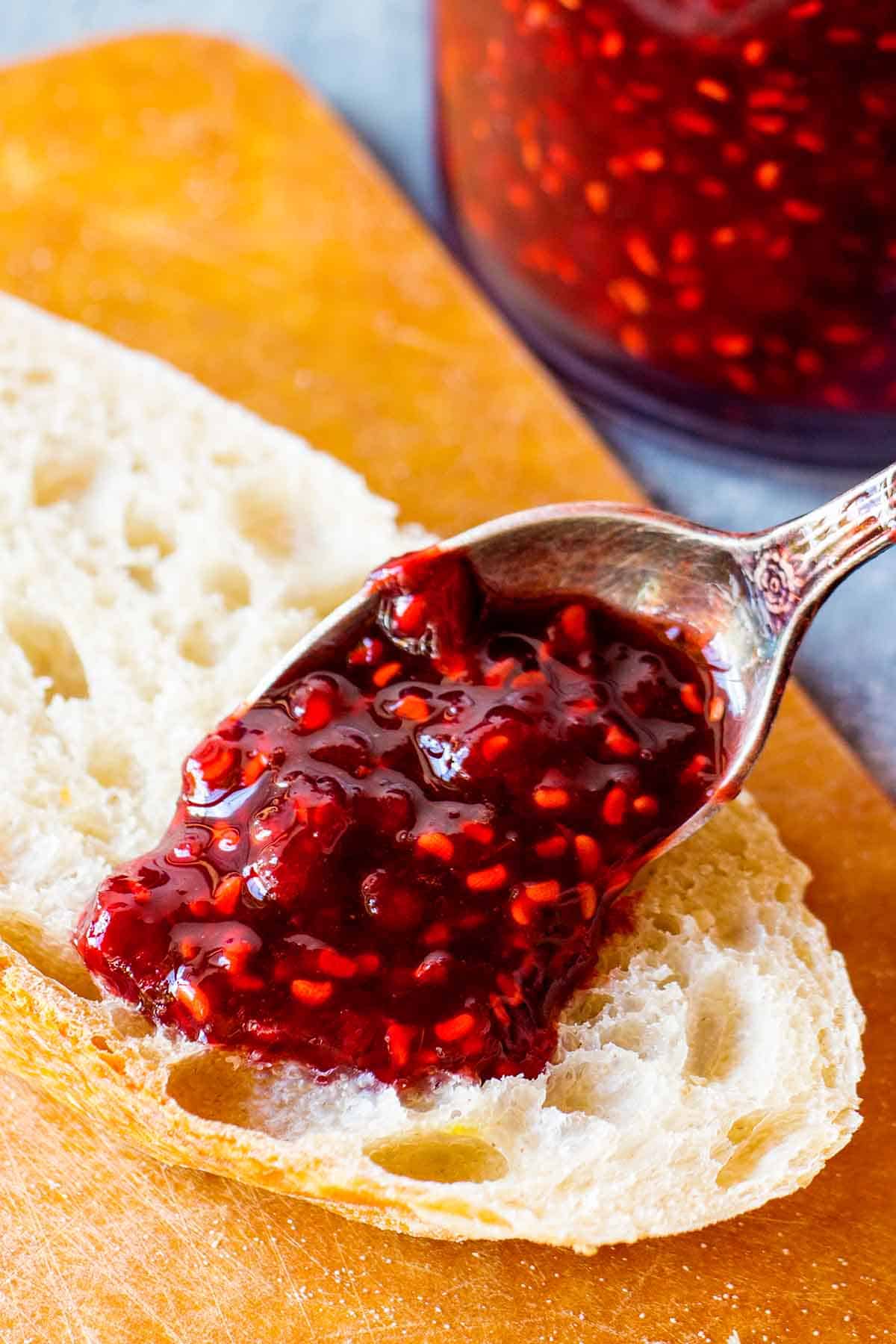 raspberry preserve on bread