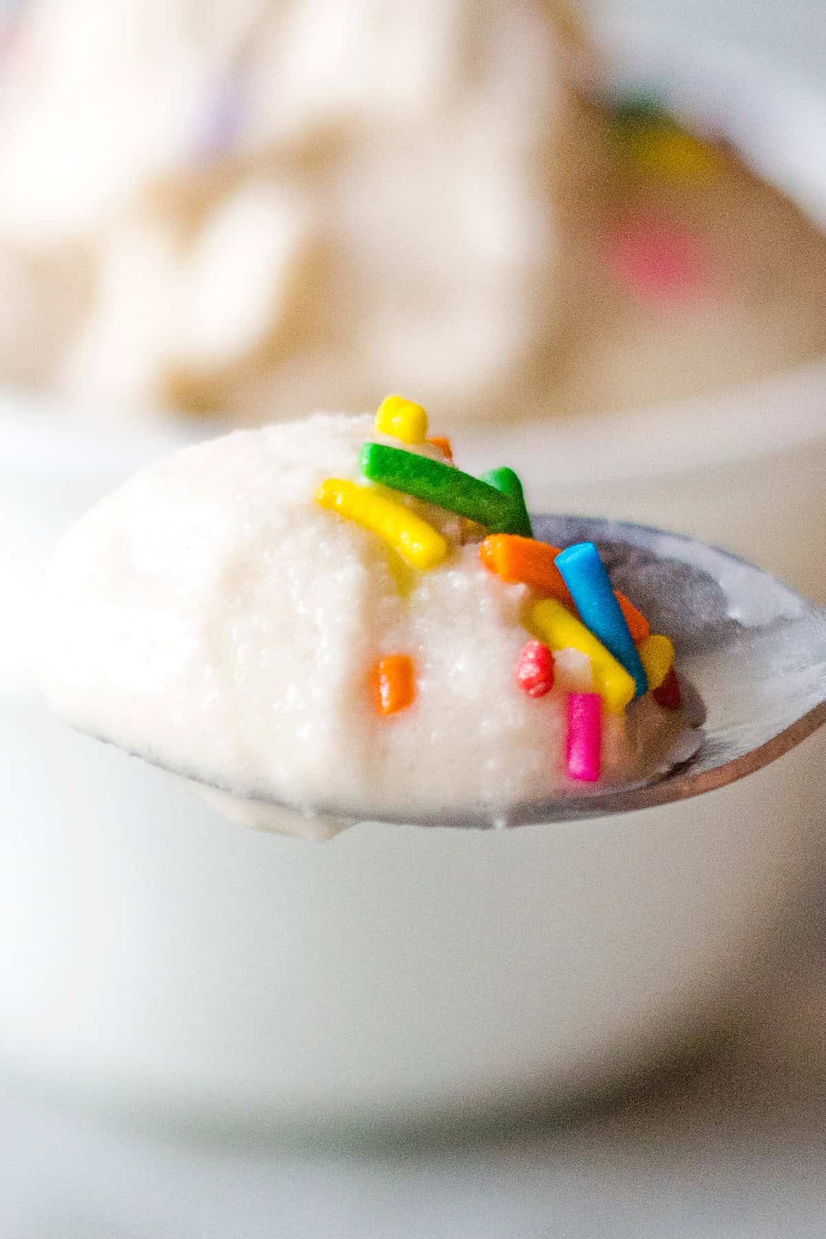 spoonful of vanilla frozen yogurt