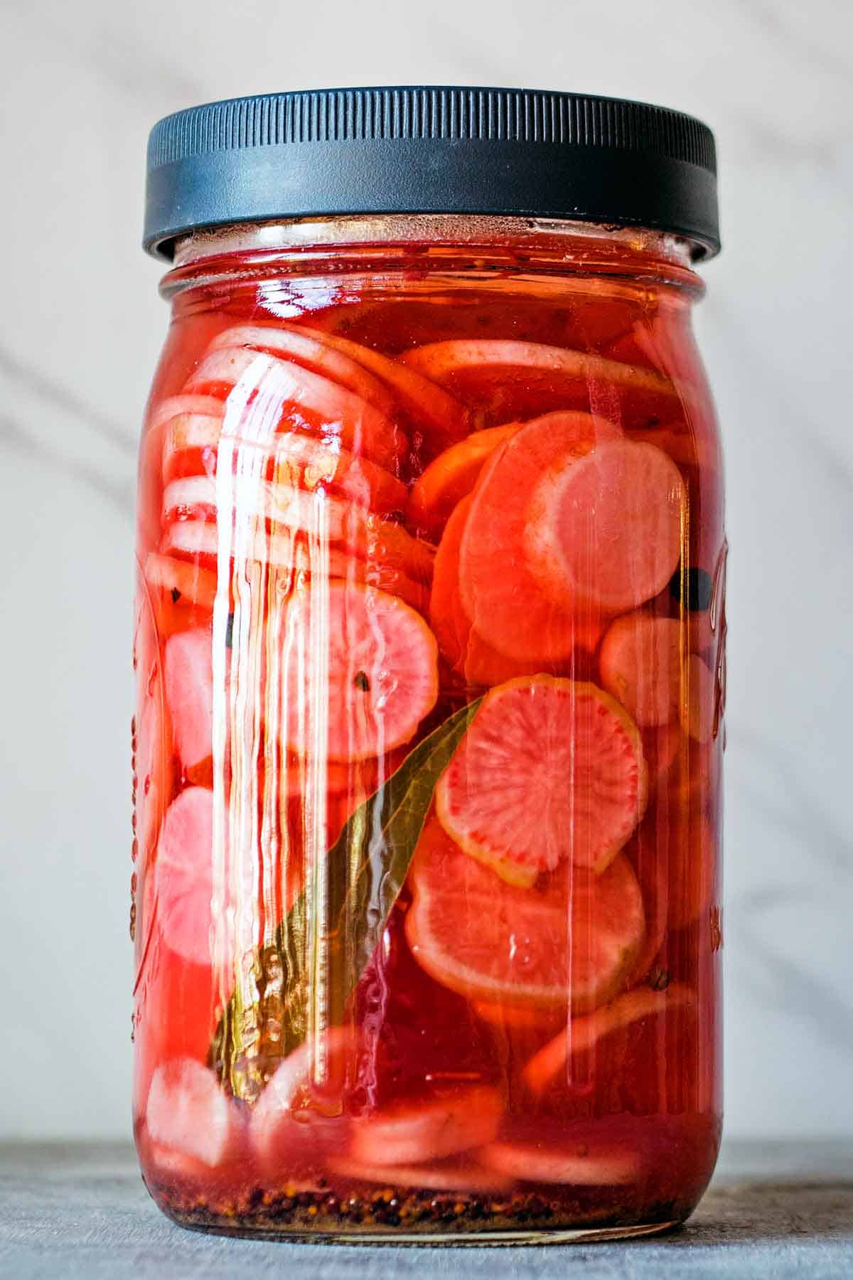 fermented radishes in mason jar