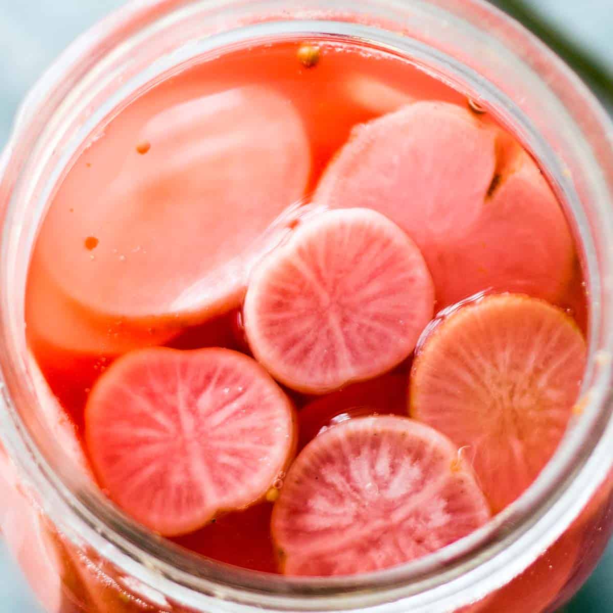 radishes in jar