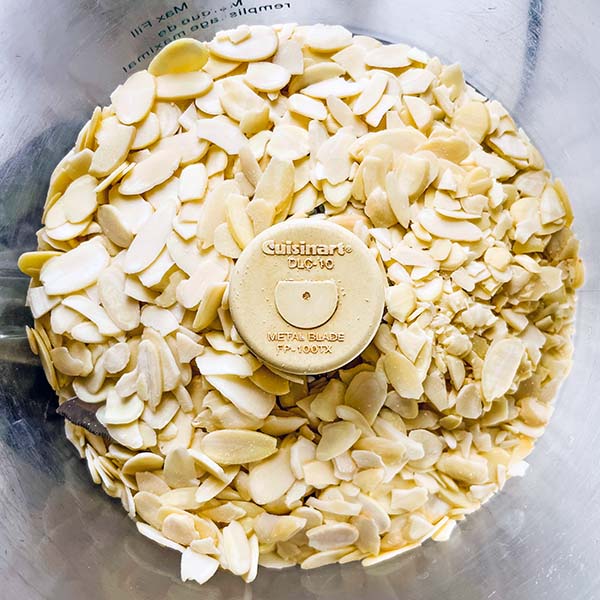 sliced almonds in food processor