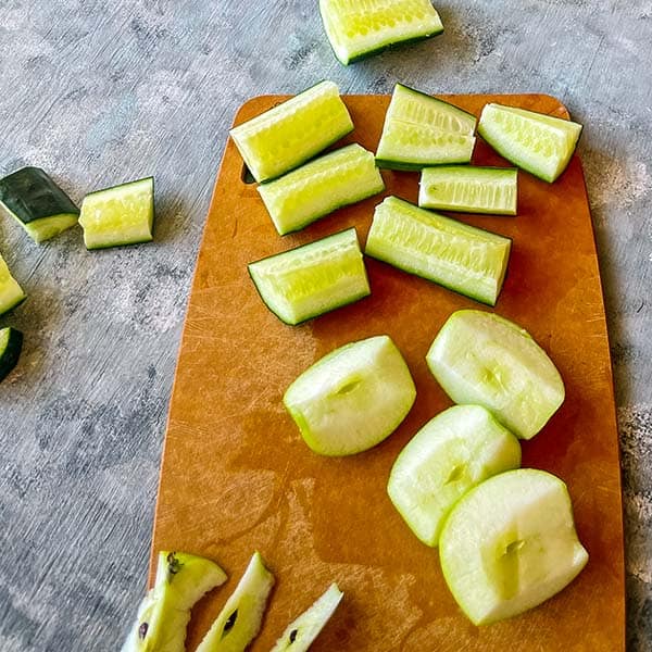 cut up apples and cucumber