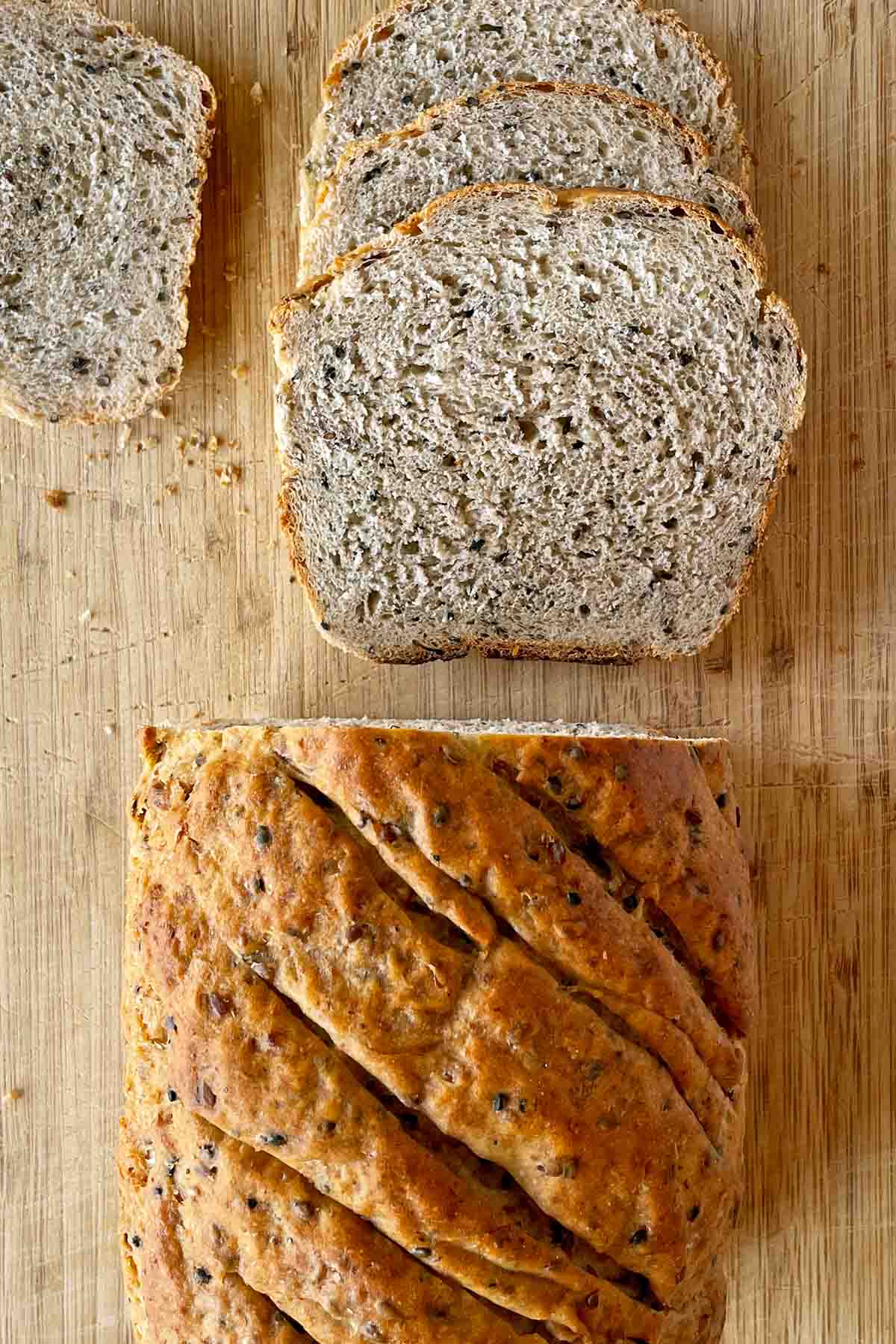 homemade sandwich bread on cutting board